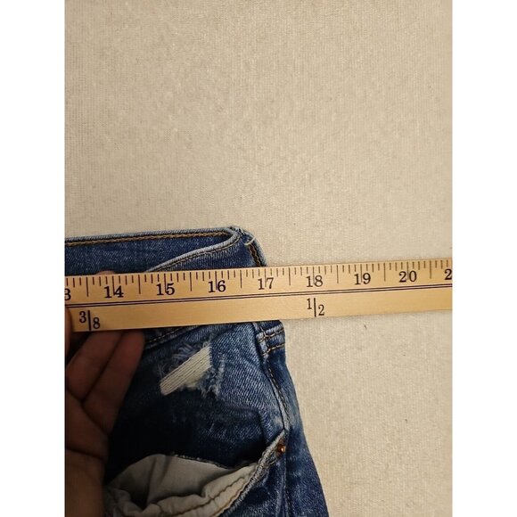 Old Navy Shorts Womens 14 Sky Hi Extra High Rise Distressed Button Fly Denim - Picture 3 of 7